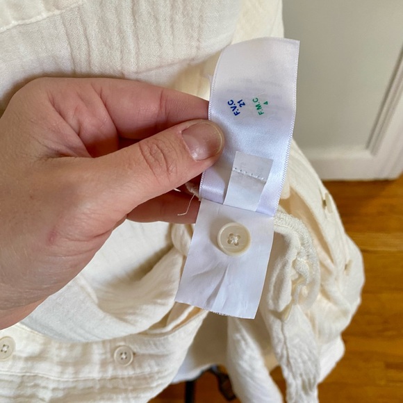 Madewell | Cream Cotton Gauze Button-up Caftan Duster Cover-up | Sz M - Picture 7 of 10